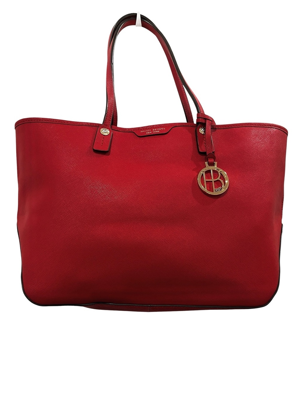 Henry Bendel Vibrant Red Leather Tote with Gold Charm